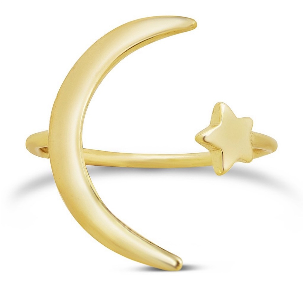 14k Gold Vermeil Crescent Moon Open Ring - Picture 4 of 5